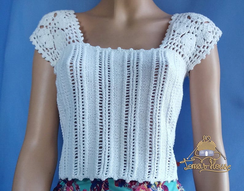 Lace Knit Blouse Pattern Crochet Knit Pattern for Tank Top Etsy