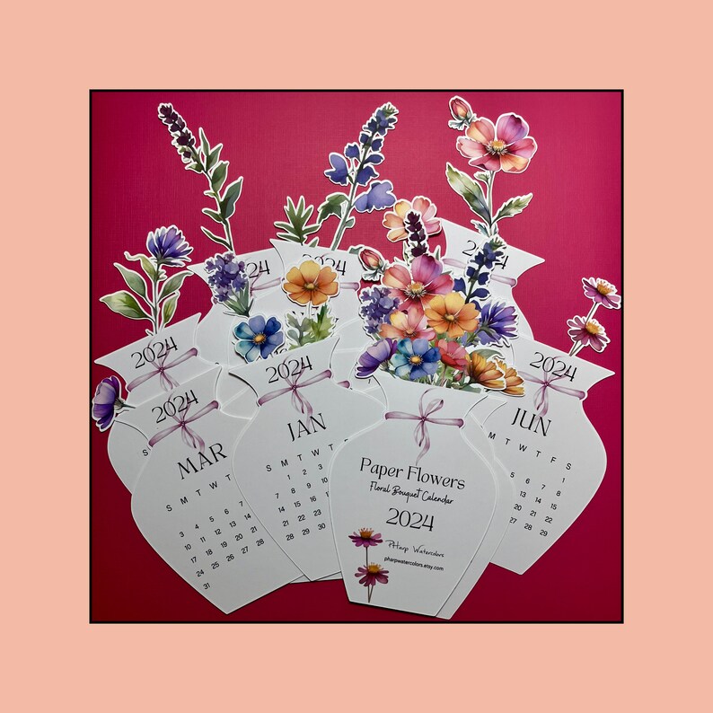Floral Bouquet Calendar, 3D Paper Flower Calendar, 2024 Calendar, Gift