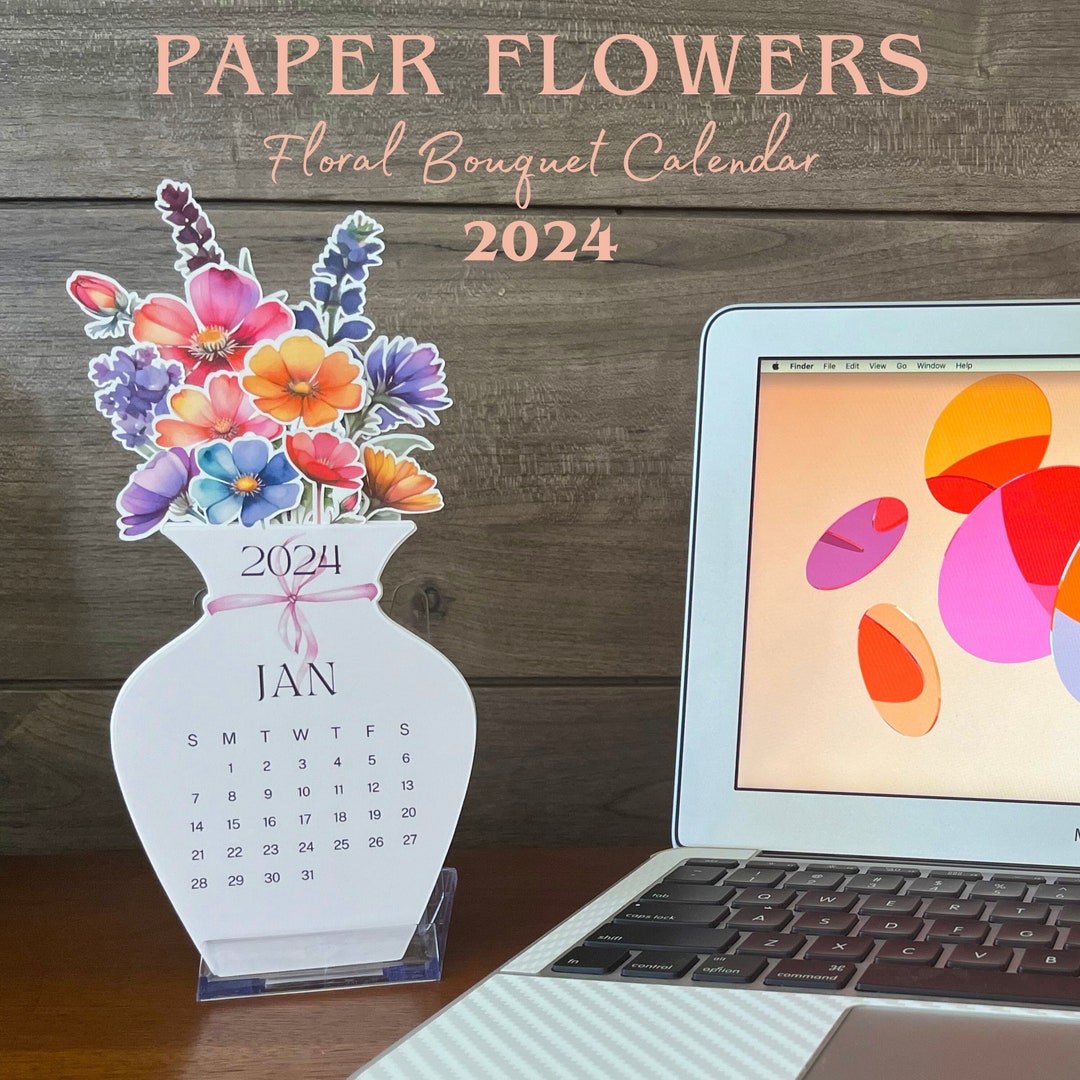 Floral Bouquet Calendar, 3D Paper Flower Calendar, 2024 Calendar, Gift