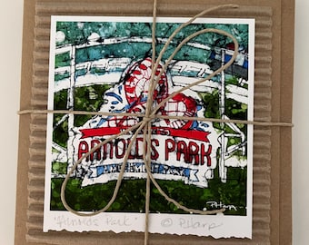 Okoboji Watercolor Batik Greeting Cards • Arnolds Park Theme (Set of 3)