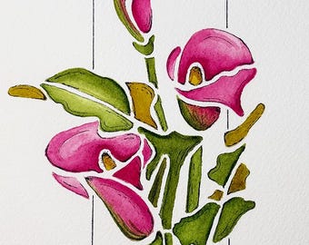 ACEO ORIGINAL PRINT | Calla Lily - Watercolor Flower PHarp Watercolors