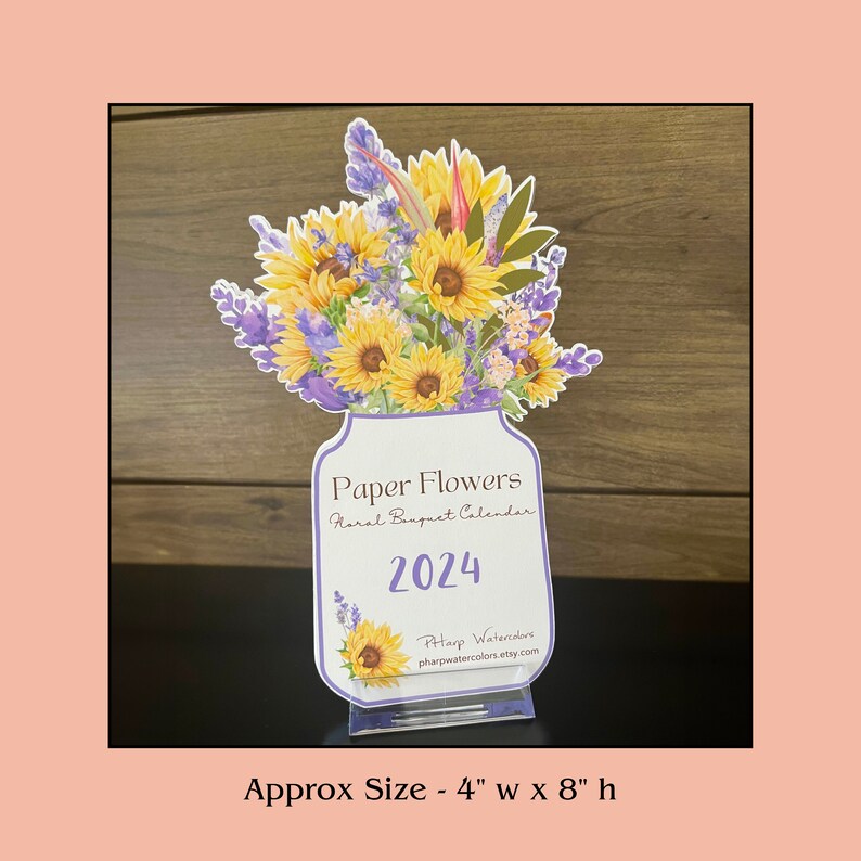 Floral Bouquet Calendar, 3D Paper Flower Calendar, 2024 Calendar