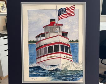 Queen II Watercolor Painting | Arnolds Park Art, West Lake Okoboji