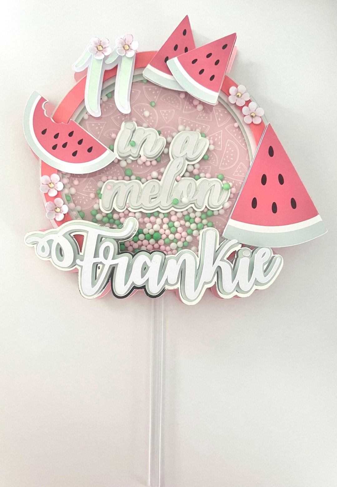 Topper Meilon One in a Melon Cake Topper, Watermelon Cake Topper, Melon Cake Topper ...