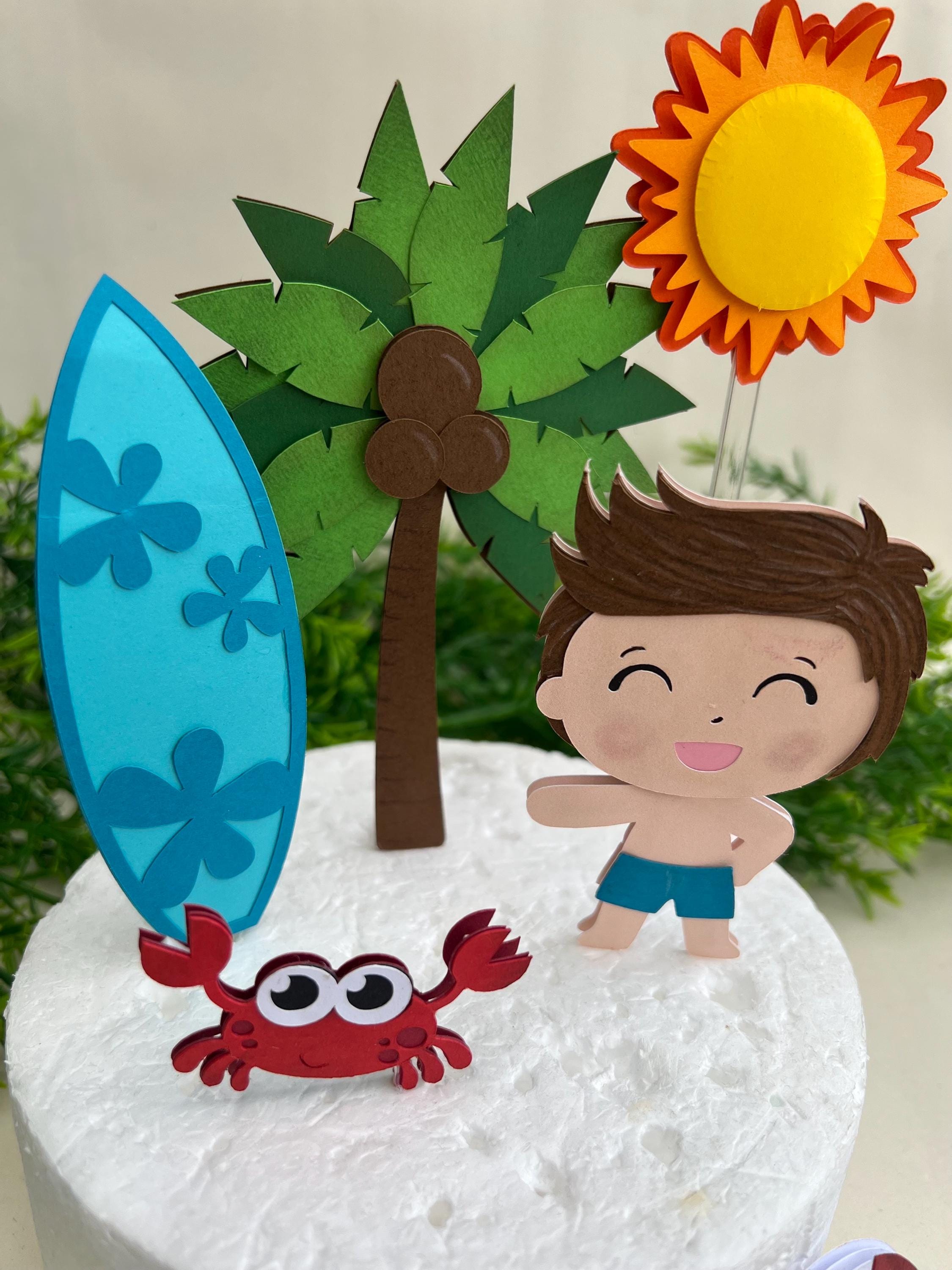 Beach Cake Topper ,surfer Topper, Tropical Summer Party Decoration - Etsy