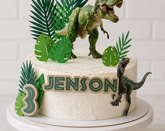 Dinosaur Cake Topper, Personalized Charm, custom cake Decoration, Dino Cake topper