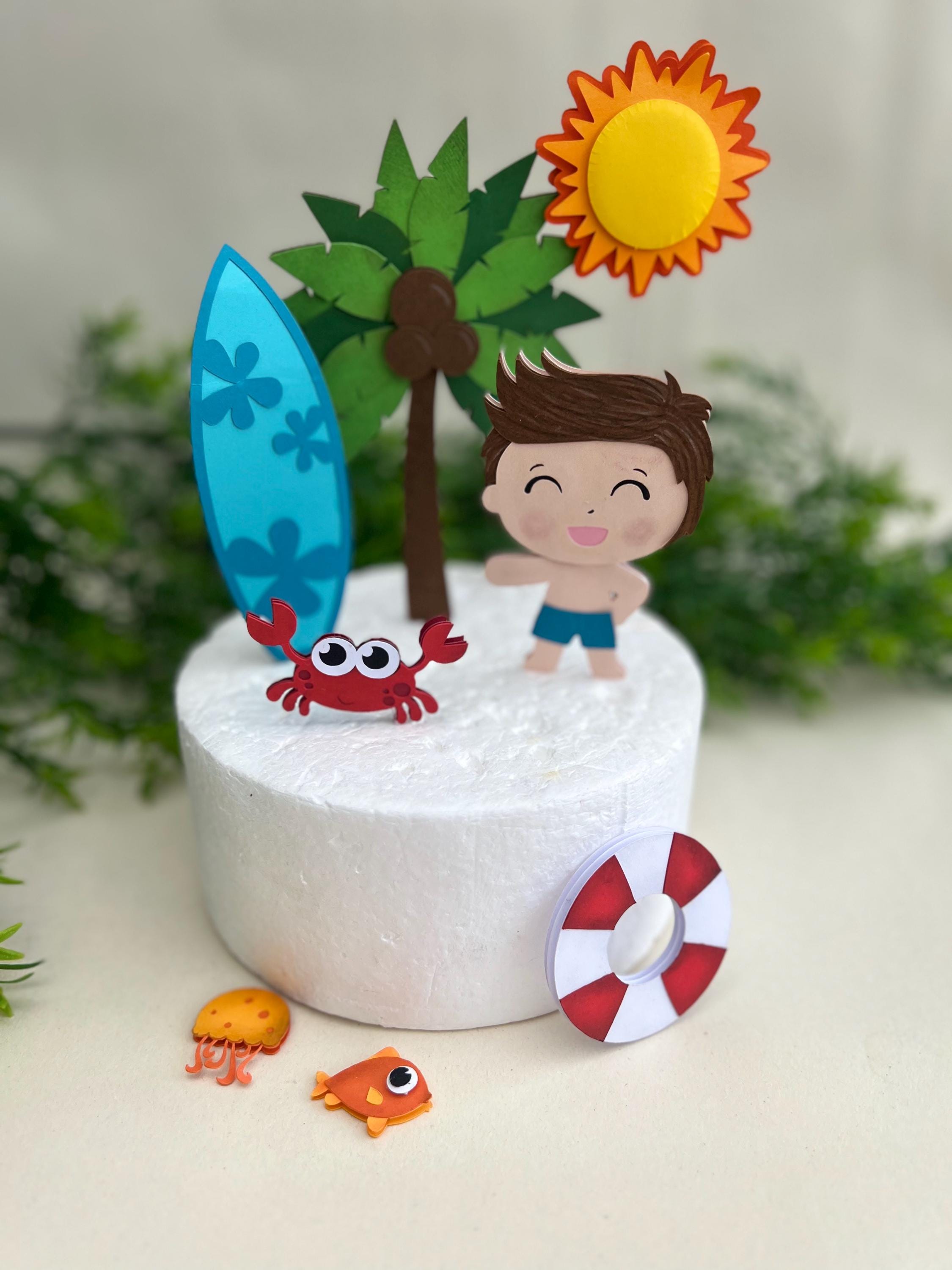 Beach Cake Topper ,surfer Topper, Tropical Summer Party Decoration - Etsy