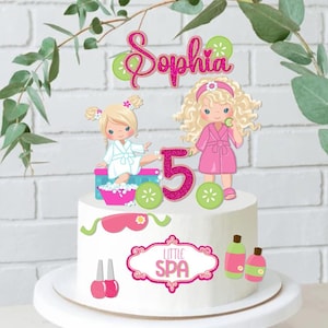Spa cake topper, Spa party,Girls day, cake topper personalised