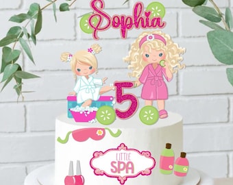 Adorno personalizado para pastel de fiesta de spa, decoración para el Día de las Niñas, adorno para pastel de belleza