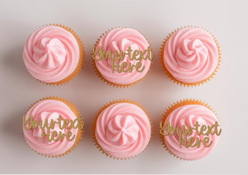 Wordjesse Topper Custom Word Cupcake Toppers, Glitter Cardstock Name Age Charm - Etsy