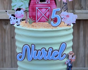Topper per torta stampabile a forma di animali da festa, centrotavola per feste di compleanno con