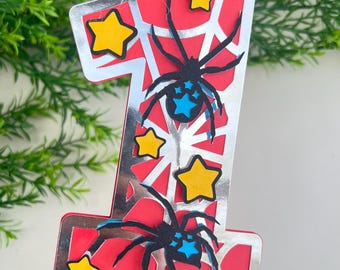Spider cake topper, Spider Hero cake topper, First birthday cake topper, smash the cake topper, Number cake topper, Age cake topper