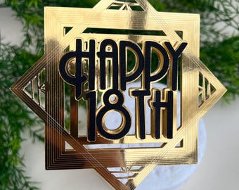 Personalized Gatsby Style Birthday Cake Topper