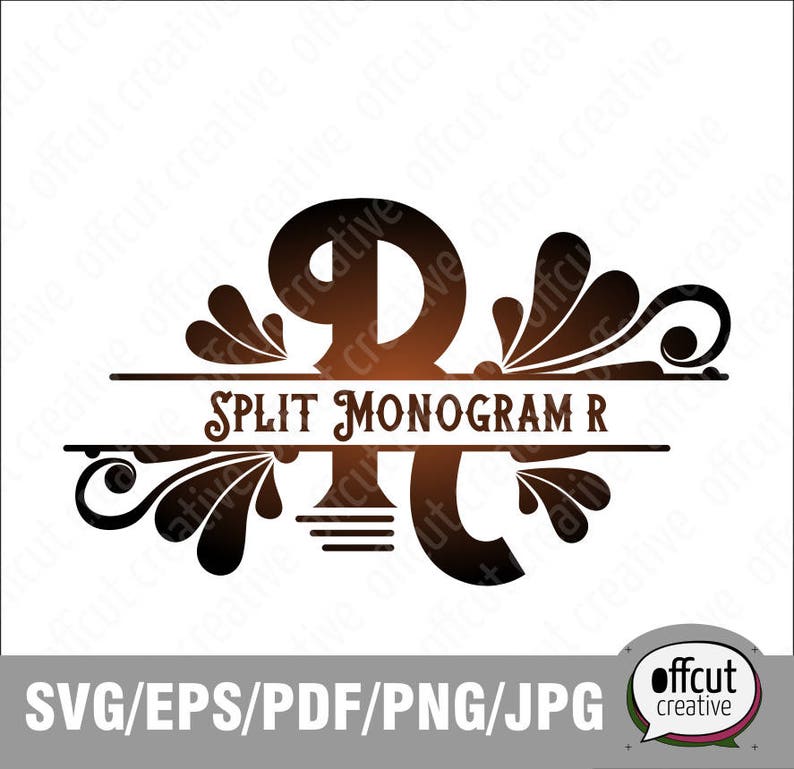 Silhouette and Cricut Svg Cutting File Regal Monogram Split Monogram SVG Divided Initial Split Letter R Svg