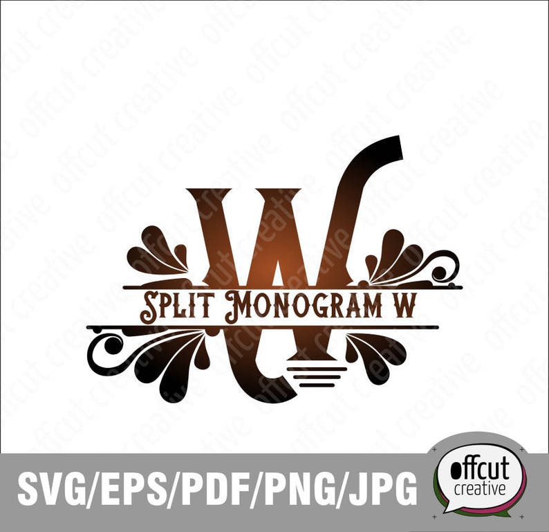 Download Split Monogram SVG Split Letter W Svg Divided Initial Regal | Etsy