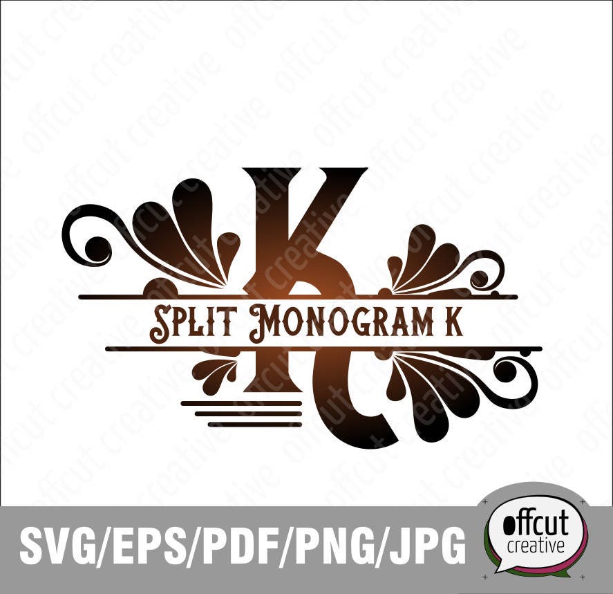 Download Split Monogram Svg Split Letter K Svg Divided Initial Regal Etsy