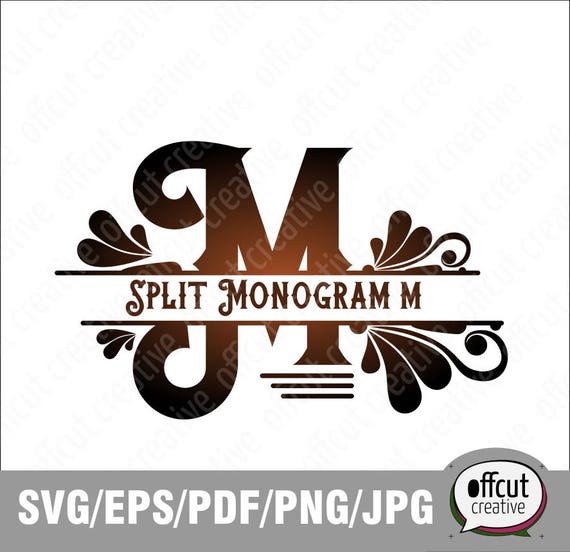 Download Split Monogram SVG Split Letter M Svg Divided Initial Regal | Etsy