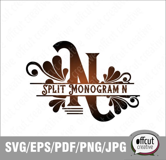 Download Split Monogram SVG Split Letter N Svg Divided Initial ...