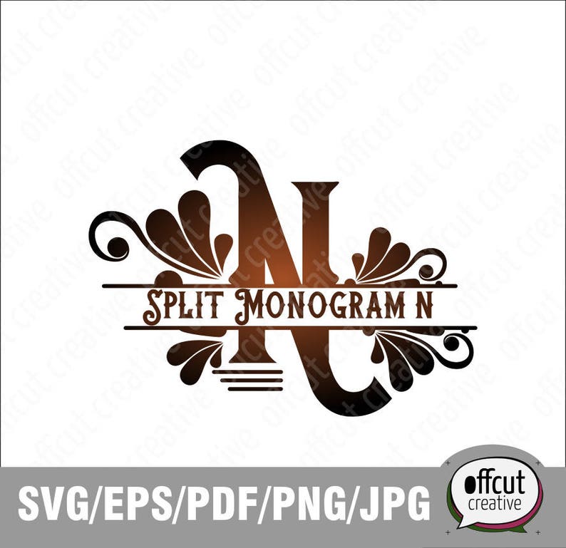 Download Split Monogram SVG Split Letter N Svg Divided Initial ...