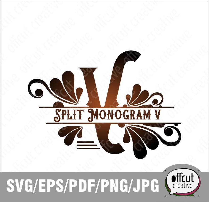 Download Split Monogram Svg Split Letter V Svg Divided Initial Regal Etsy