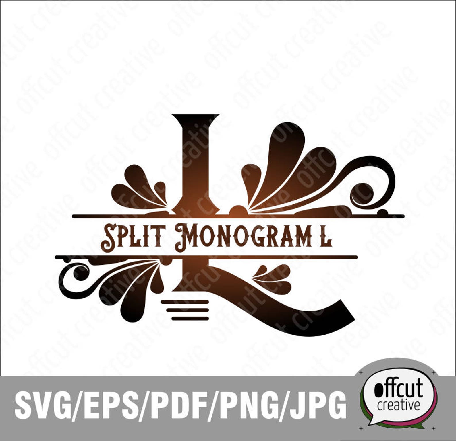 Download Split Monogram SVG Split Letter L Svg Divided Initial Regal | Etsy