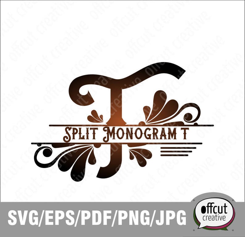 Download Split Monogram SVG Split Letter T Svg Divided Initial Regal | Etsy