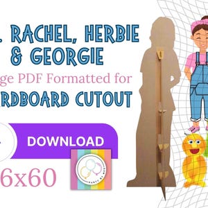 Figura de cartón / Sra. Rachel y marionetas / Descarga digital instantánea en PDF / Imprimible de cuerpo entero / Fiesta de la Sra. Rachel / Herbie y Georgie