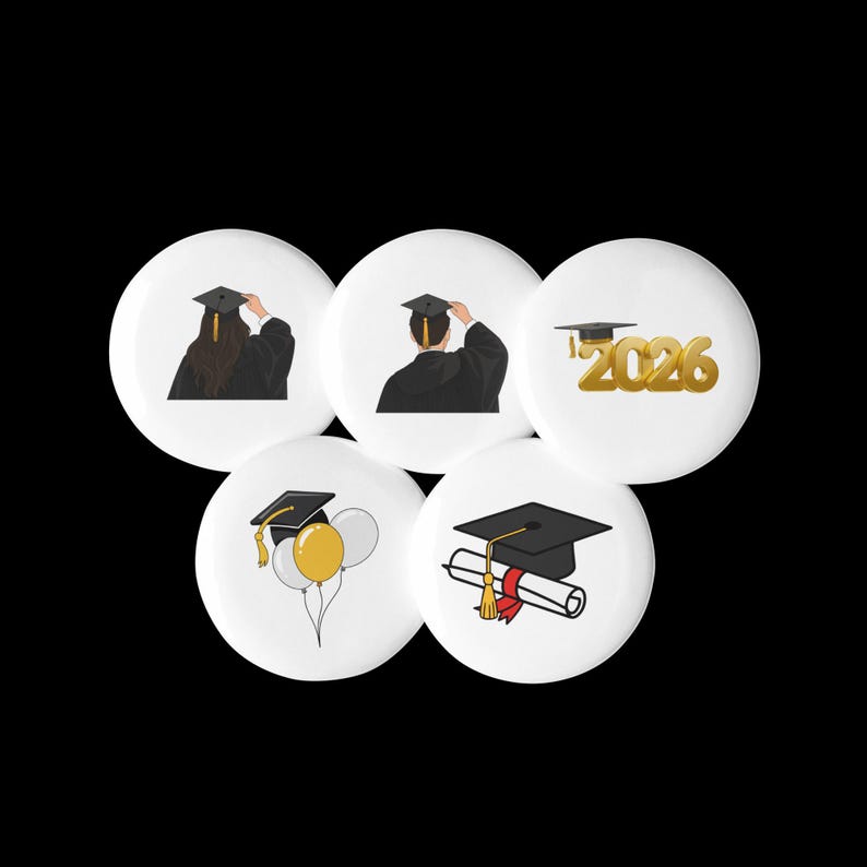 Graduation Pins Set | Class of 2026 Celebration Buttons | Party Favors ...