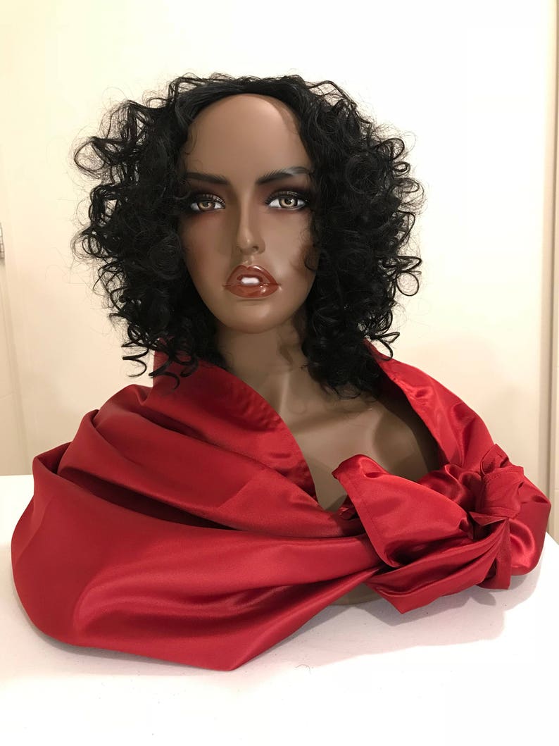 Elegant long dark red satin scarf head wrap neck scarf Etsy