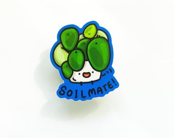 Pilea Plant Soilmate Cute 3" Vinyl Sticker