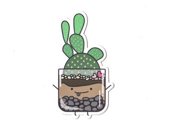 Terrarium Cacti Vinyl Die Cut Sticker