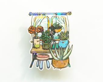 Chill Window Houseplants Holographic 3" Vinyl Sticker