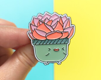 Echeveria Pink Champaigne Soft Enamel Pin | Plant Pin | Houseplant gift | botanical enamel pins