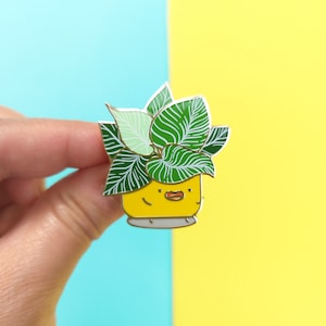 Philodendron Birkin Hard Enamel Pin  | Plant Pin | Houseplant gift | botanical enamel pins