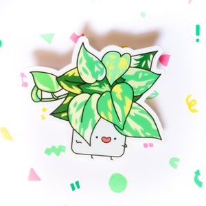 Adesivo de planta Pothos/pai de planta/presente de planta/mãe de planta/pai de planta/adesivos de folhas/adesivos de plantas fofos