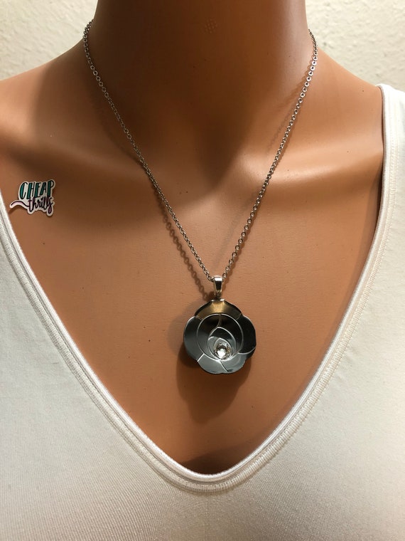 Handmade Metal flower with crystal necklace