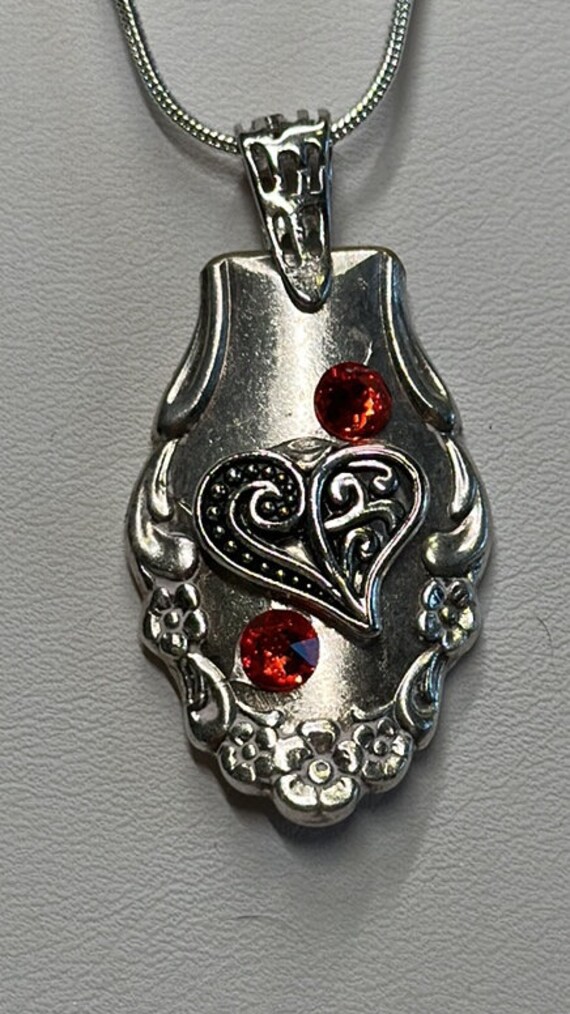 Fire crystals spoon necklace