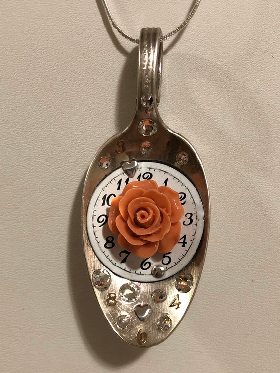 Time on a spoon rose necklace