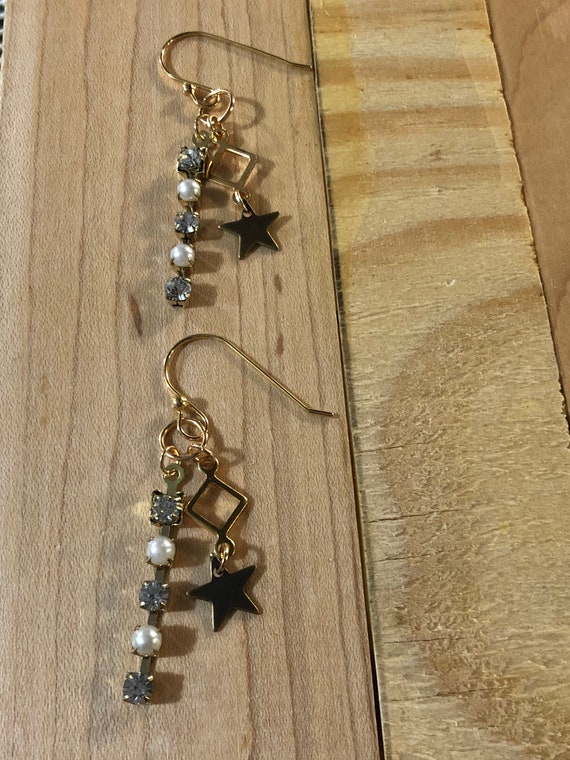 Crystal and pearl drop earrings