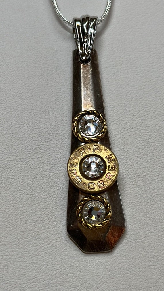 Ammo and crystals spoon necklace