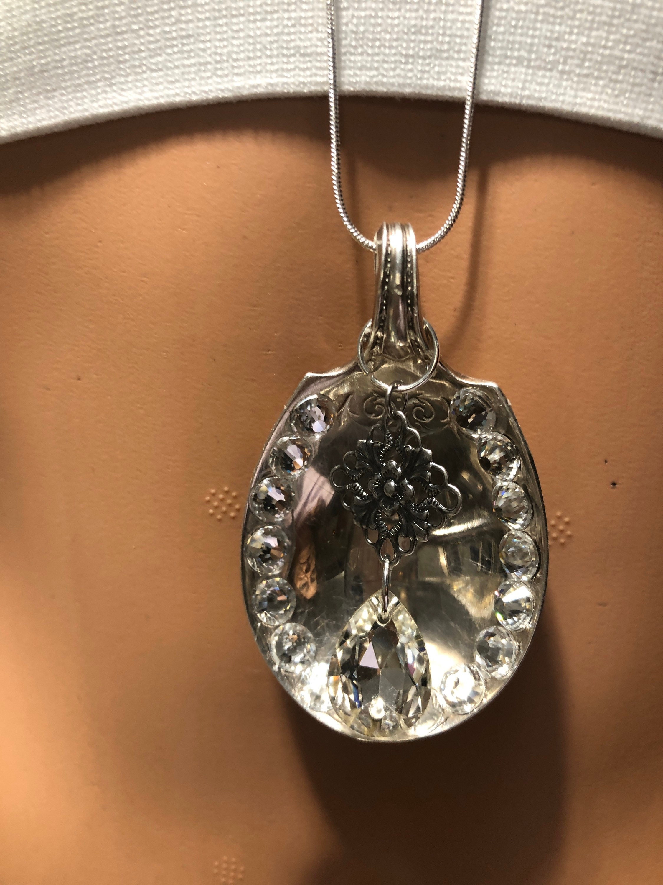 Handmade Spoon With Crystals Necklace Etsy