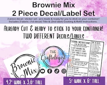 DECALS ONLY - Brownie Mix Pantry Label Decals for your own containers / Pantry Labels / Homemade Brownie Label/ Craftologist Brownie Mix