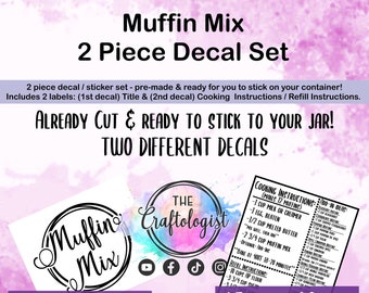 DECALS ONLY - Muffin Mix Pantry Label Decals for your own containers / Pantry Labels / Homemade Muffin Mix Labels/ Craftologist Muffin Mix