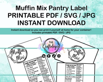 Afdrukbare Muffin Mix - PDF / SVG / JPG Craftologist Zelfgemaakte Muffin Droge Mix Recept Afdrukbaar - Print jezelf thuis! Muffinmix afdrukbaar