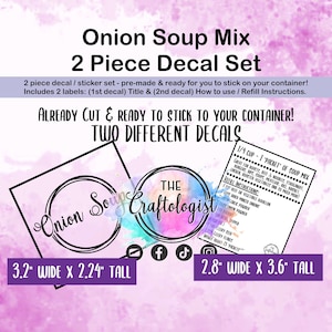 DECALS ONLY - Onion Soup Mix Pantry Label Decals for your own containers / Pantry Labels / Onion Soup Mix Label/ Craftologist Onion Soup Mix