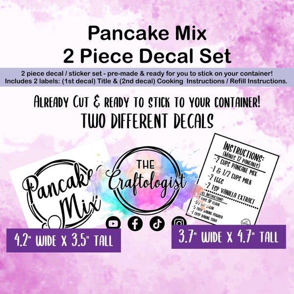 DECAL ONLY - Pancake Mix-  Pantry Label Decals for your own containers / Pantry Labels / Homemade Pancake Mix Labels / Craftologist Pancake