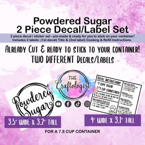 DECALS ONLY  - Powdered Sugar Pantry Labels for / Pantry Decals / Pantry Labels / Homemade Powdered Sugar Labels / Craftologist labels