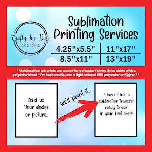 Custom printed sublimation transfers / Print my own sublimation images / Print a sublimation design / Sub prints / Print ready sublimation