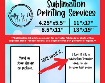 Custom printed sublimation transfers / Print my own sublimation images / Print a sublimation design / Sub prints / Print ready sublimation