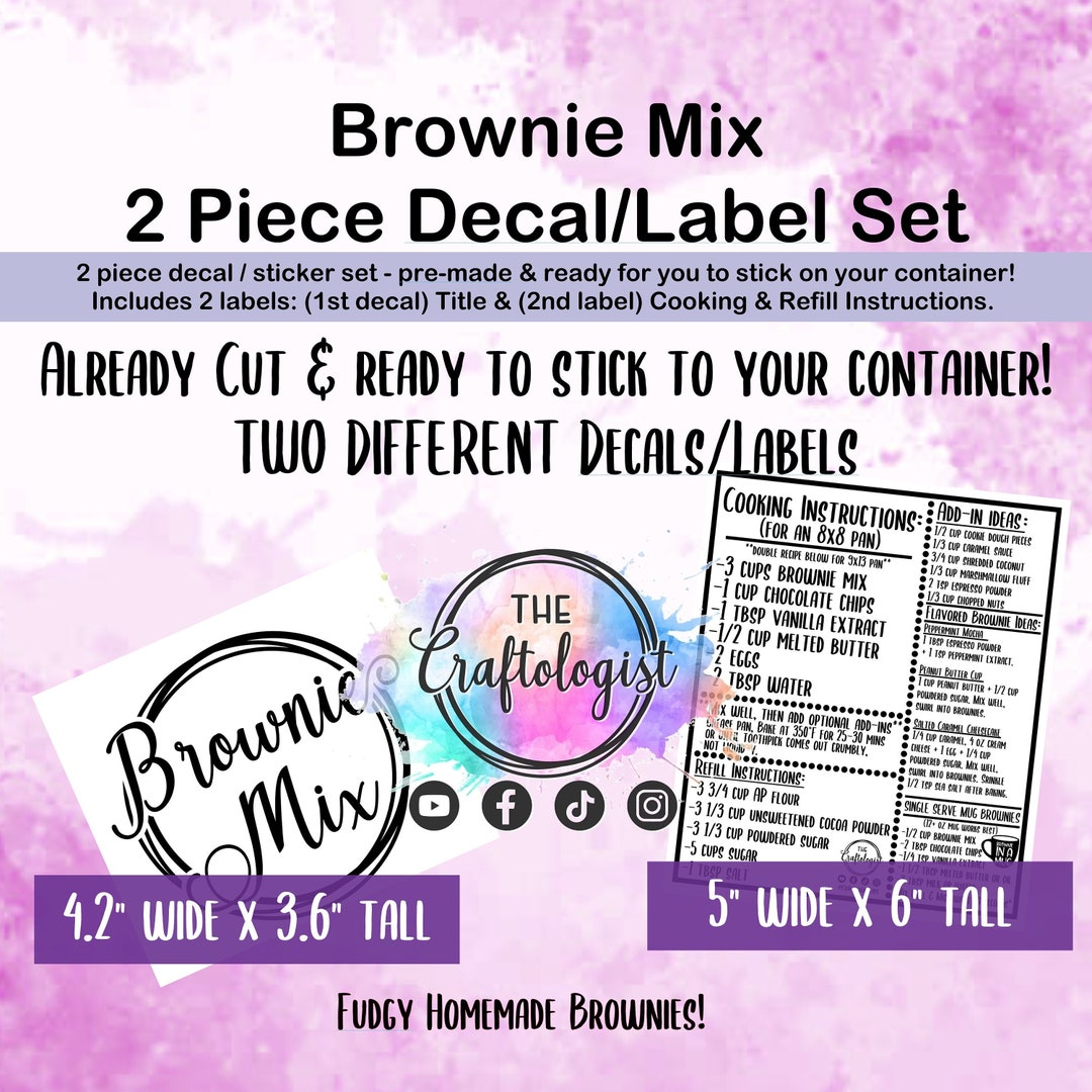 DECALS ONLY - Brownie Mix Pantry Label Decals for Your Own Containers ...
